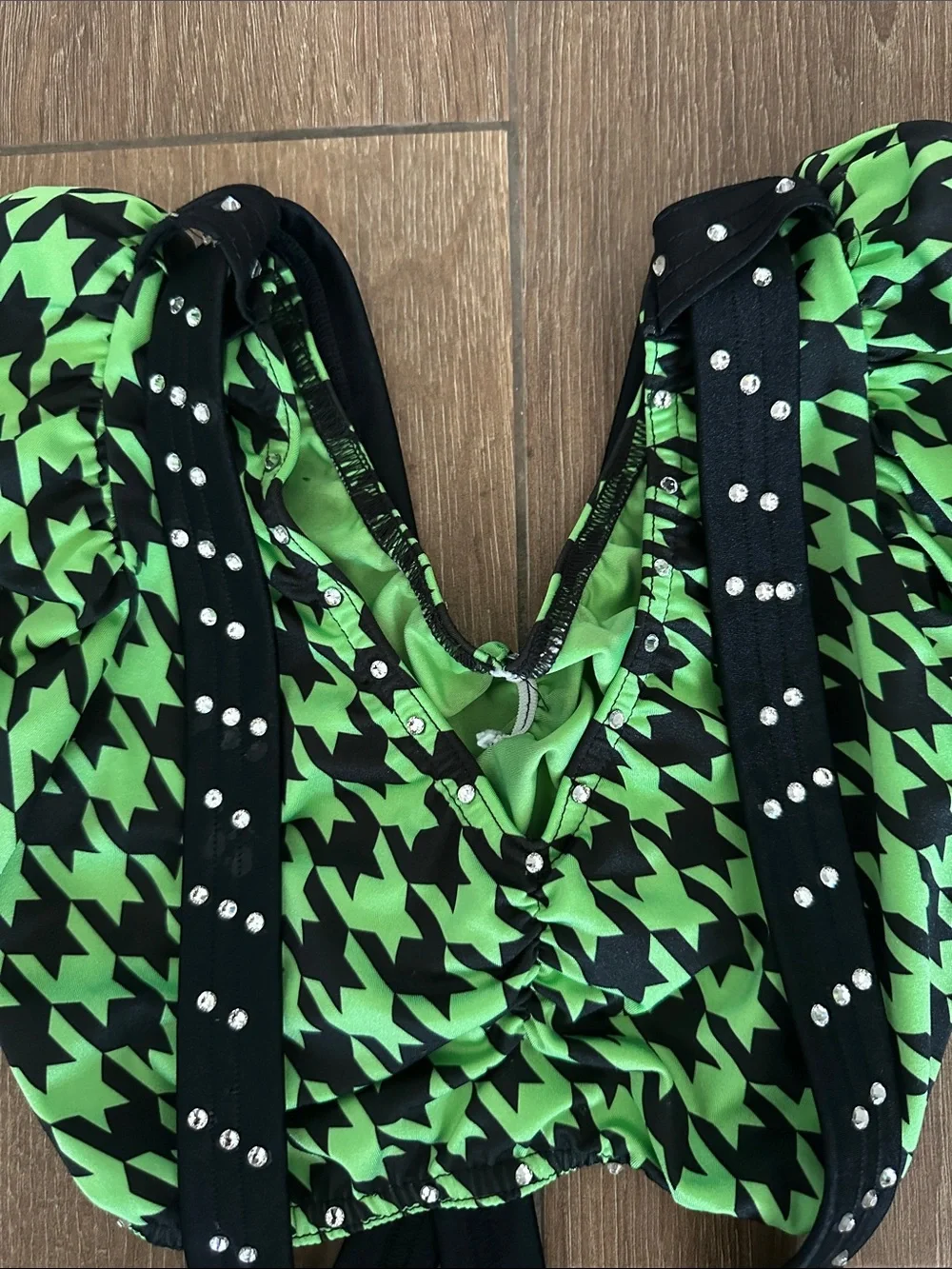 Kelke' girls teen  Green and Black Houndstooth Dance  / Halloween Costume.